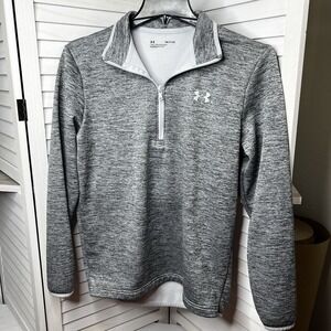 Under Armour Pullover Fleece Quarter Zip Coldgear Loose Fit Gray Men's Small EUC